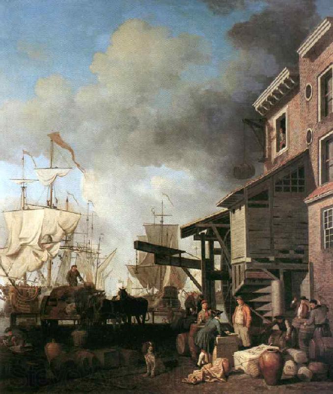 SCOTT, Samuel A Thames Wharf ef Norge oil painting art